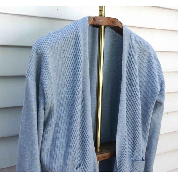 Verve Ami Soft Light Blue Ribbed Open Knit Cardigan Sweater - Picture 2 of 7